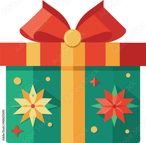 Merry christmas gift box. Christmas present vector on white background