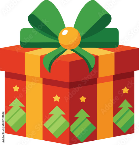 Merry christmas gift box. Christmas present vector on white background