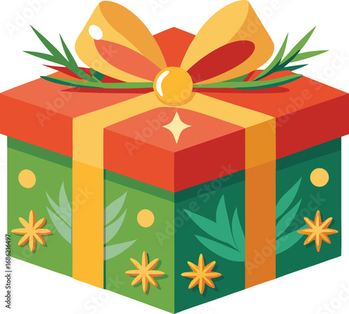 Merry christmas gift box. Christmas present vector on white background
