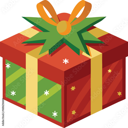 Merry christmas gift box. Christmas present vector on white background