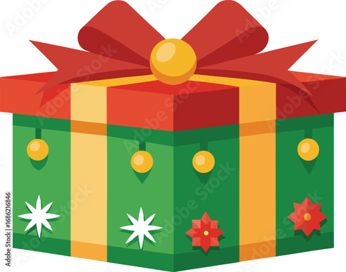 Merry christmas gift box. Christmas present vector on white background