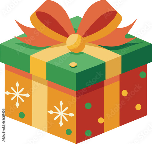 Merry christmas gift box. Christmas present vector on white background