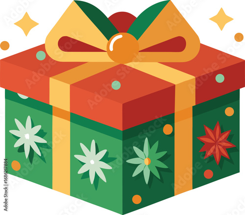 Merry christmas gift box. Christmas present vector on white background