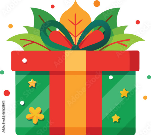 Merry christmas gift box. Christmas present vector on white background
