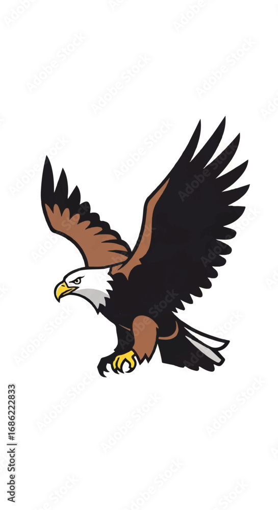 Fototapeta premium Bald Eagle Flying with Wings Spread.