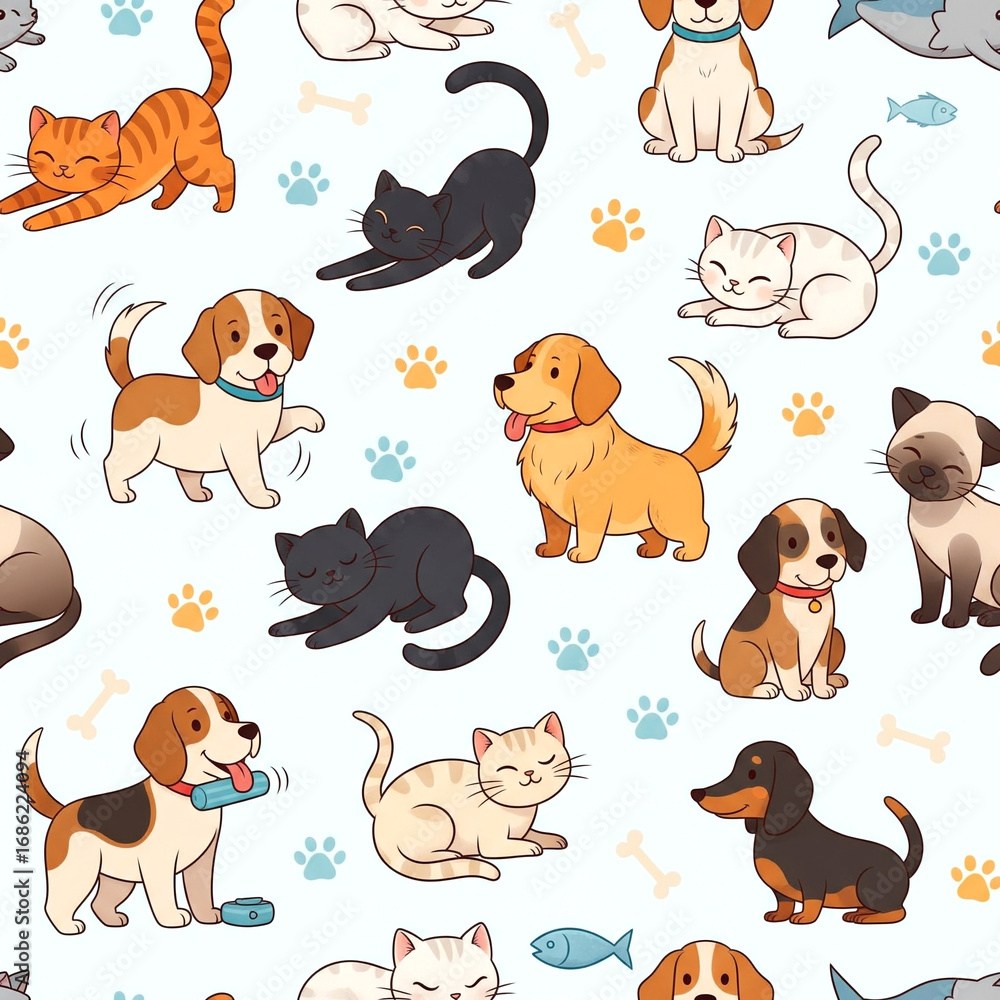 Fototapeta premium seamless pattern with cats