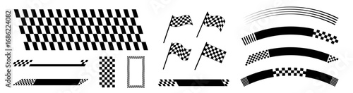 Nascar Flags Checkered Racing Flag and Pattern Elements.