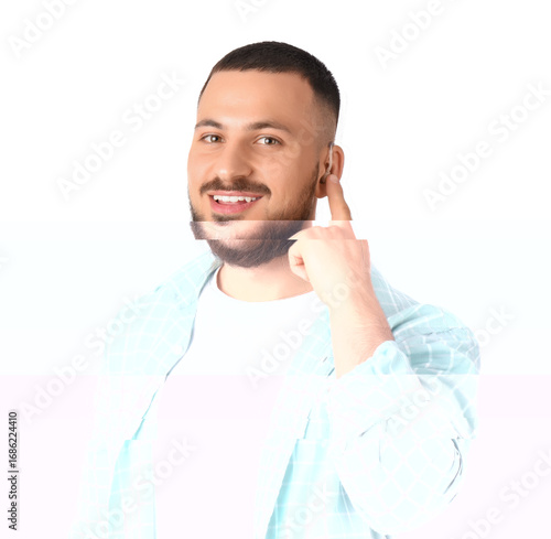 Young man with hearing aid ...