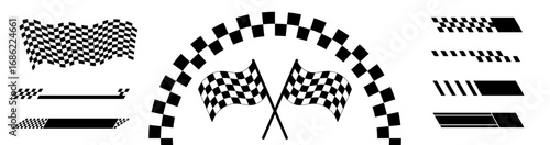Nascar flags Black and White Racing Elements.