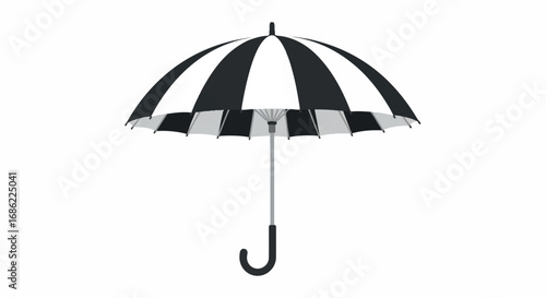 Black and white striped umbrella isolated on white background.