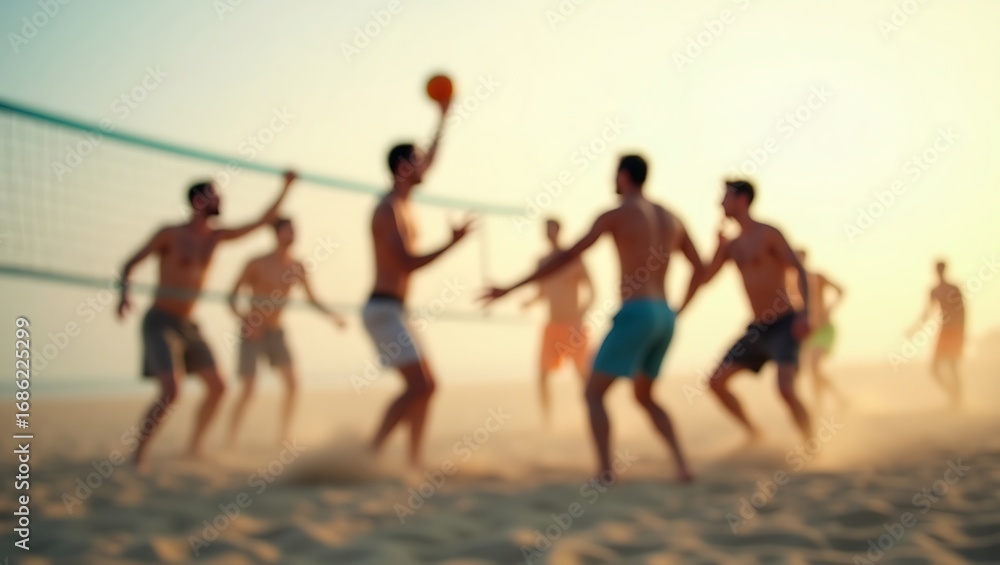 Obraz premium Generative AI Beach Volleyball Action Scene.