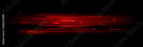 A glowing horizontal red line of light with a bright shine and beam effect. Futuristic glare and neon glow.