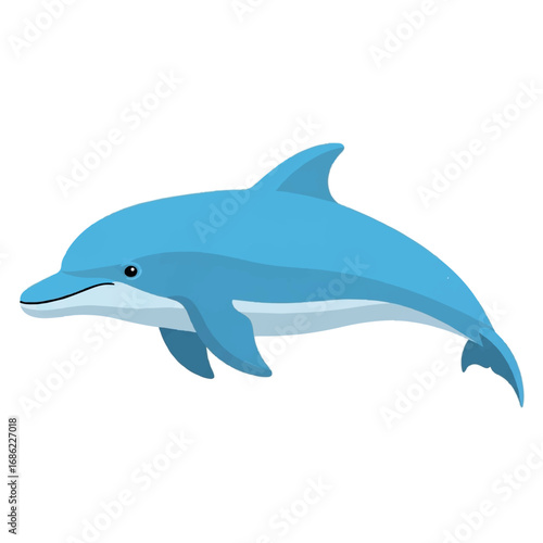 Blue Dolphin Swimming in Ocean.