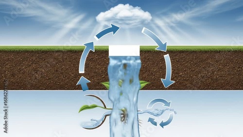 Water Cycle Diagram:  Illustrative Representation of the Earth's Water Circulation