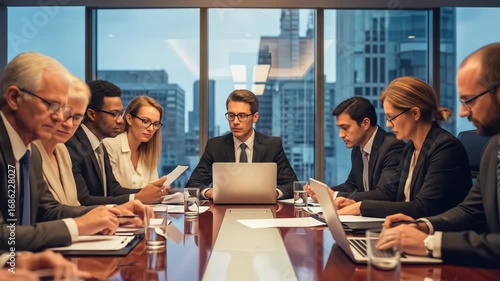 Business Meeting in Modern Office