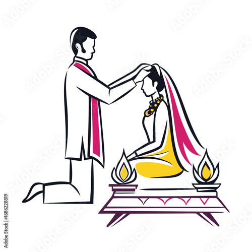 Sacred Union A Hindu Wedding Ceremony Depicting Traditional Garments Love and Rituals Celebrating the Union of Two Souls