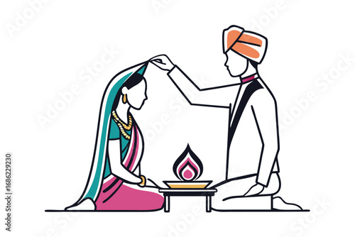 Sacred Union A Hindu Wedding Ceremony Depicting Traditional Garments Love and Rituals Celebrating the Union of Two Souls