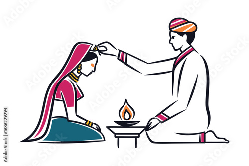 Sacred Union A Hindu Wedding Ceremony Depicting Traditional Garments Love and Rituals Celebrating the Union of Two Souls