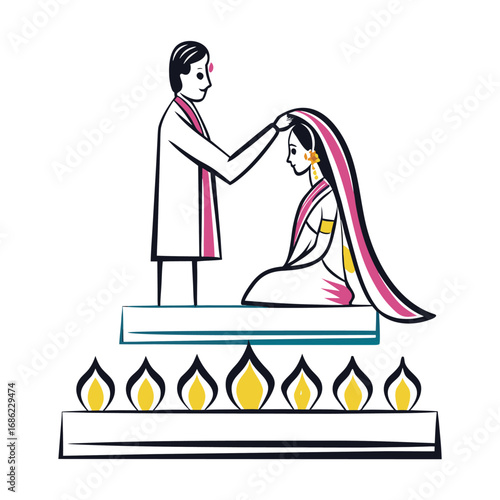 Sacred Union A Hindu Wedding Ceremony Depicting Traditional Garments Love and Rituals Celebrating the Union of Two Souls