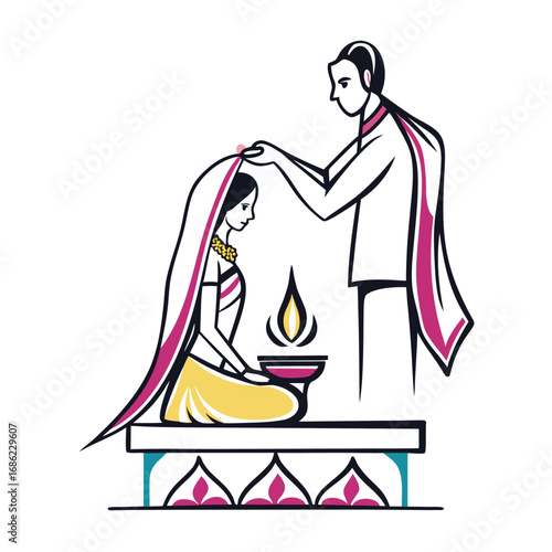 Sacred Union A Hindu Wedding Ceremony Depicting Traditional Garments Love and Rituals Celebrating the Union of Two Souls