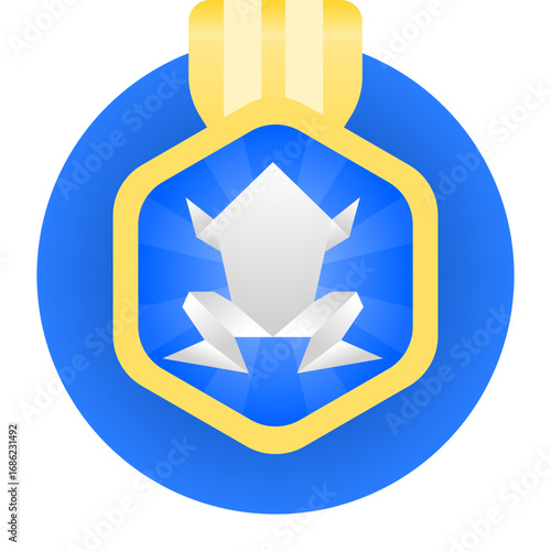 badge of origami frog