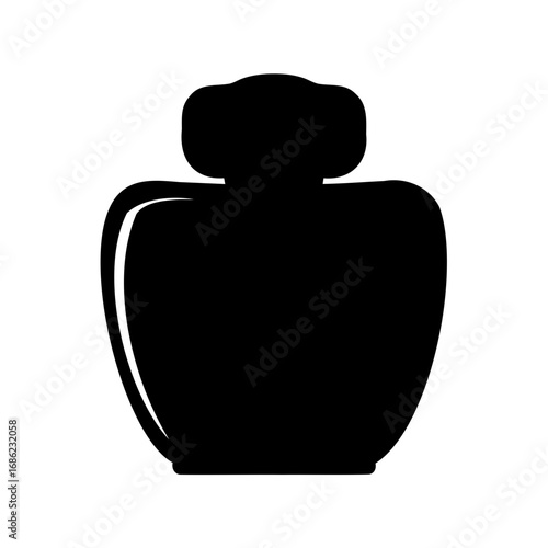 Elegant black silhouette of a vintage perfume bottle with decorative stopper