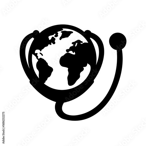 Global Health Awareness A Stethoscope Around the World Representing Healthcare Concerns