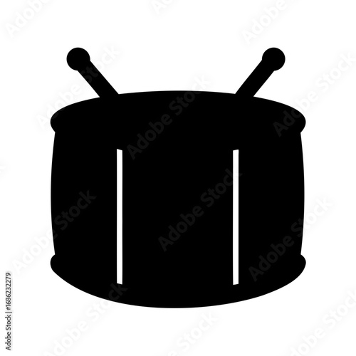 Simple black and white drum with drumsticks icon design element