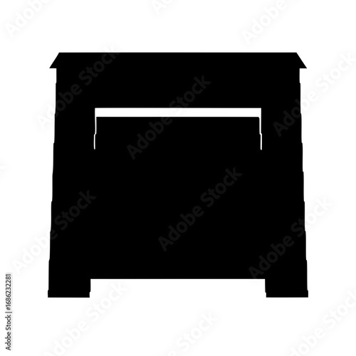 Black silhouette of a vintage nightstand or bedside table with storage drawer