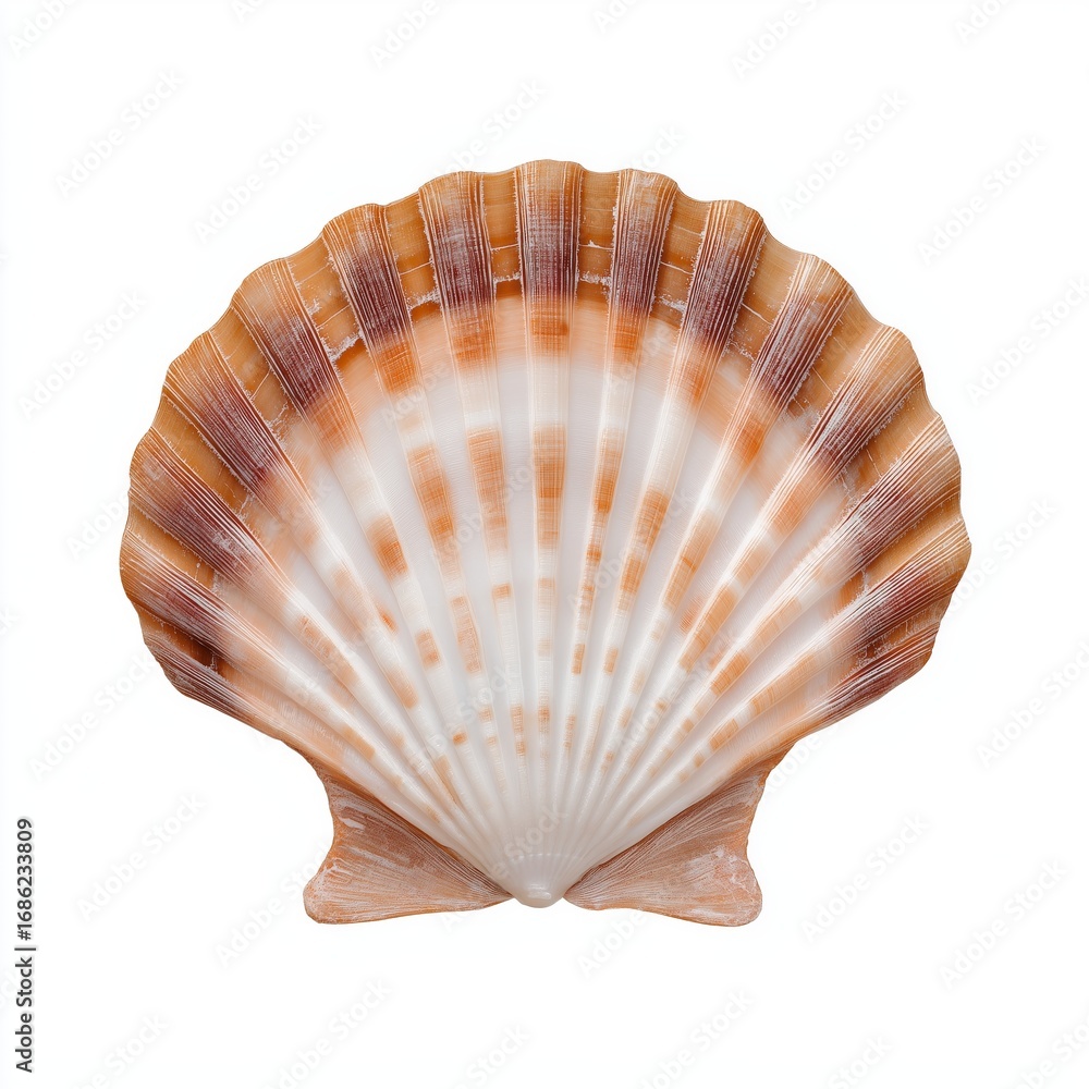 Beautiful seashell with intricate patterns and soft colors, showcasing natural textures and details, perfect for coastal themes and marine-inspired designs
