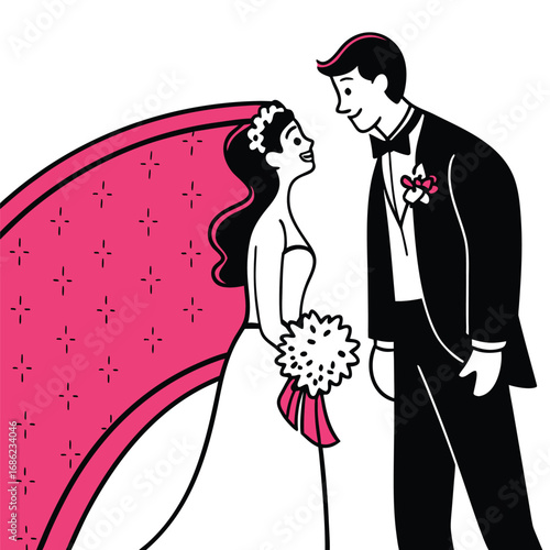 Elegant Monochrome Wedding Artistry Bride and Groom Embracing in Timeless Romance and Celebration of Love and Commitment
