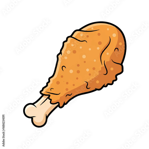 Crispy Fried Chicken Drumstick Cartoon Illustration 1.