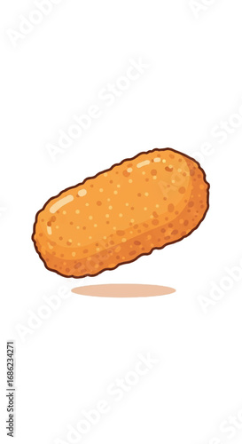 Crispy Golden Brown Chicken Nugget Isolated on White Background.