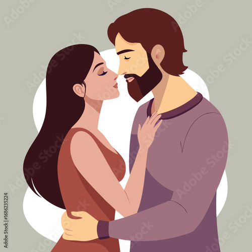 Embracing Love A Minimalist Illustration of a Couple in a Tender Moment of Love and Connection with Muted Colors