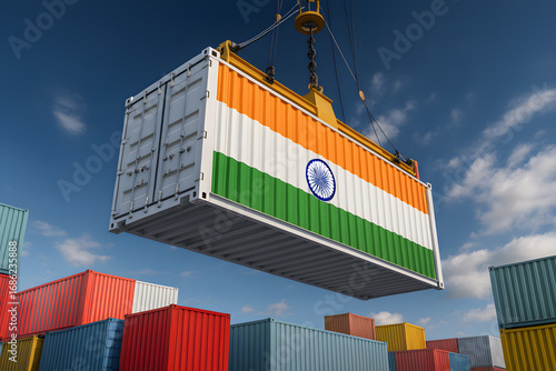 Indian flag cargo container symbolizing global trade and international shipping