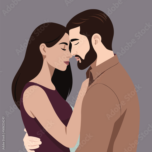 young couple or husband wife kissing  cartoon vector illustration