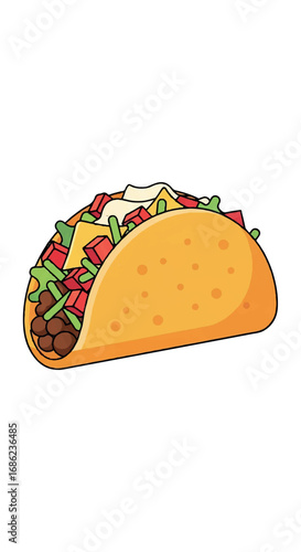 Delicious Crunchy Taco with Fresh Ingredients.