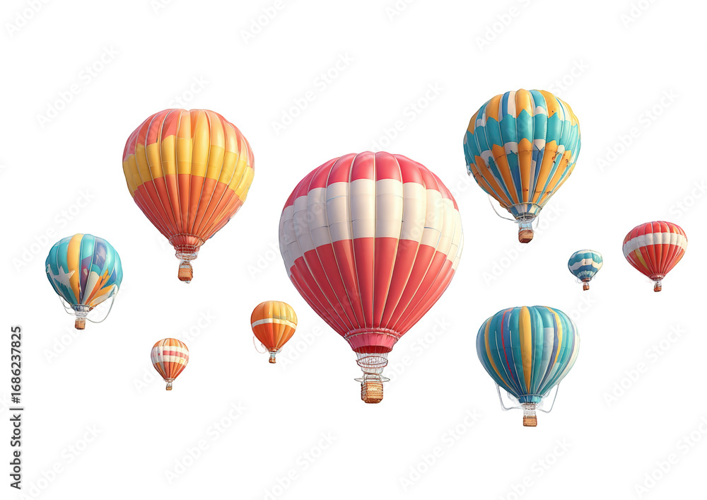 Obraz premium Colorful hot air balloons against a black background (10)