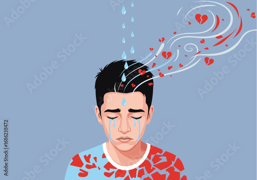 Overwhelmed by sadness and heartbreak experiencing emotional distress and loss of love
