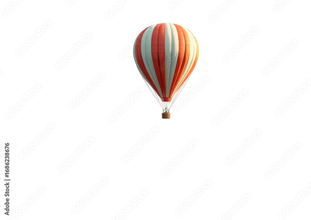 Fototapeta premium Hot air balloon, isolated, red & white stripes
