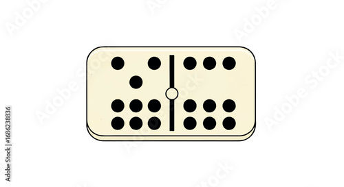 Domino game piece with dots on white background.