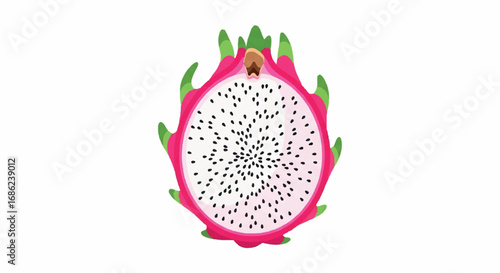 Dragon Fruit Half Isolated White Background.