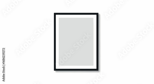 Empty black frame on white wall.