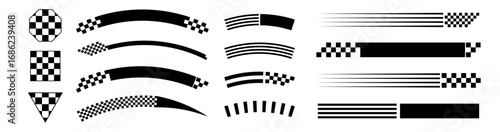 Checkered Champonship Racing Flags and Speed Lines.