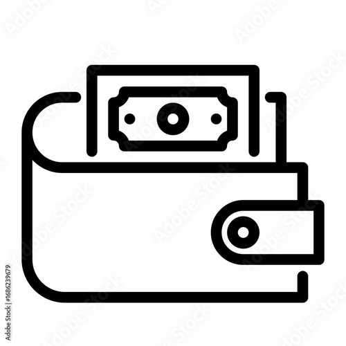 Photos Wallet Icon, Black And White Lined Icon Vector.