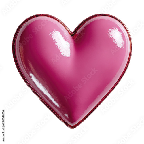 Wallpaper Mural Shiny Reflective Magenta Heart Shape With Metallic Red Outline Transparent Background Torontodigital.ca