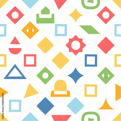 Seamless pattern with simple geometric shapes basic abstract geometry figures
4