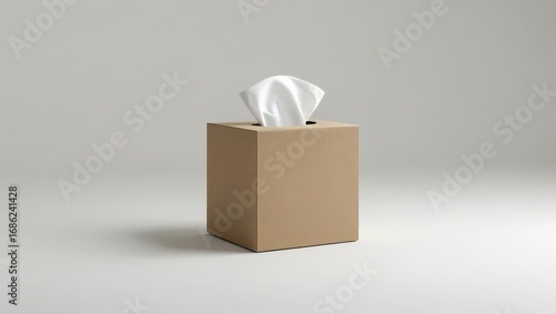 Wallpaper Mural A light beige tissue box, filled with white tissues, stands on a plain gray background. Torontodigital.ca
