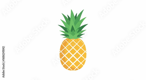 Fresh Tropical Pineapple Fruit with Green Leaves.