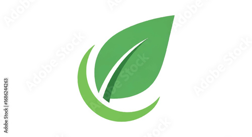 Green Leaf Logo Design on White Background.